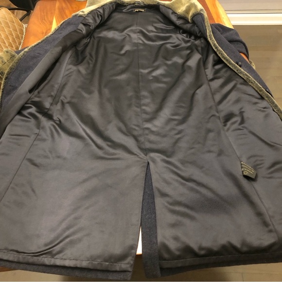 Vintage Cashmere Wool Oversized Fuax Fux Winter Long Pea Coat Maxi Jacket. Large - Picture 15 of 16